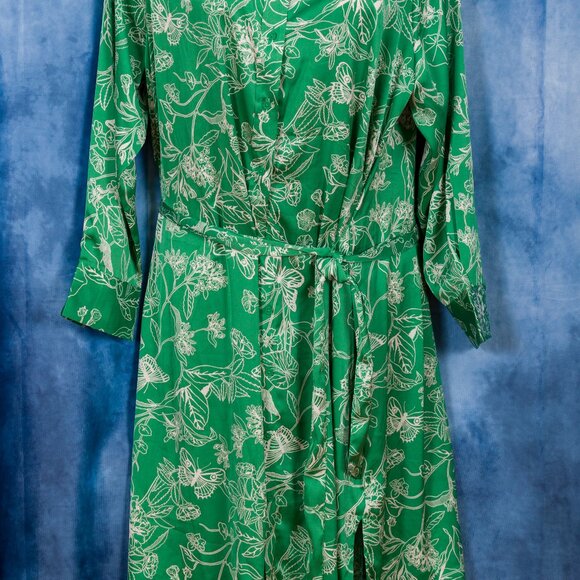 Ophelia Rose, Green and white Floral  Polyester and Spandex Satin Dress Size 2X - Picture 3 of 3
